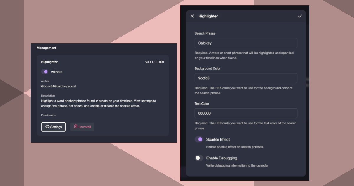 Highlighter Plugin Settings