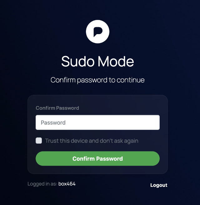 Sudo Mode confirmation dialog