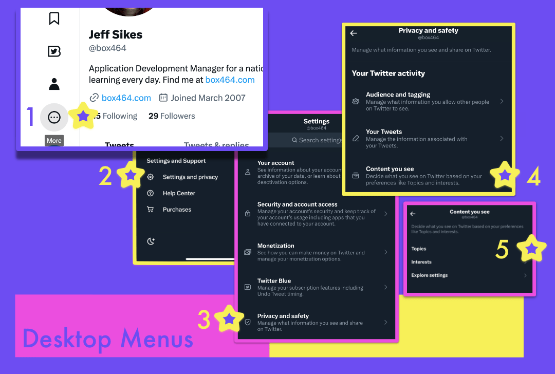 Browser View of Privacy and Safety Menu Item